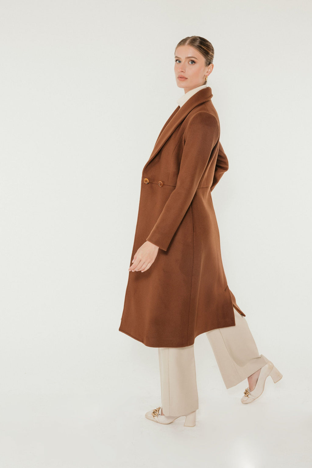 The Patrice Wool Coat in Chestnut