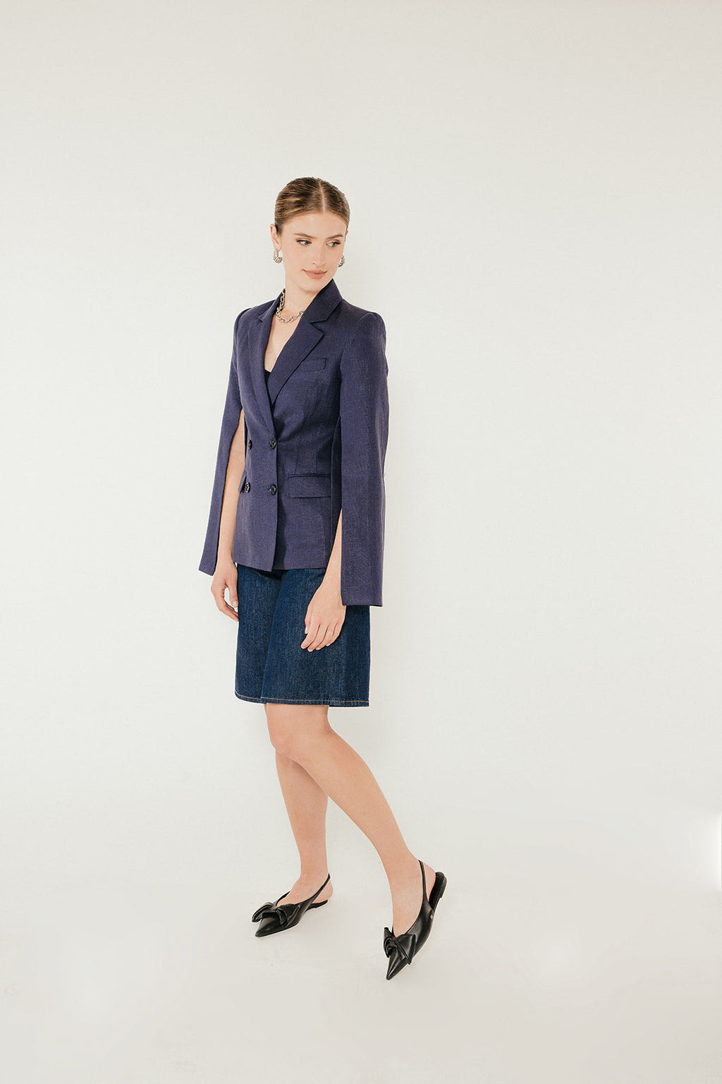 The Josephine Linen Blazer in Ink