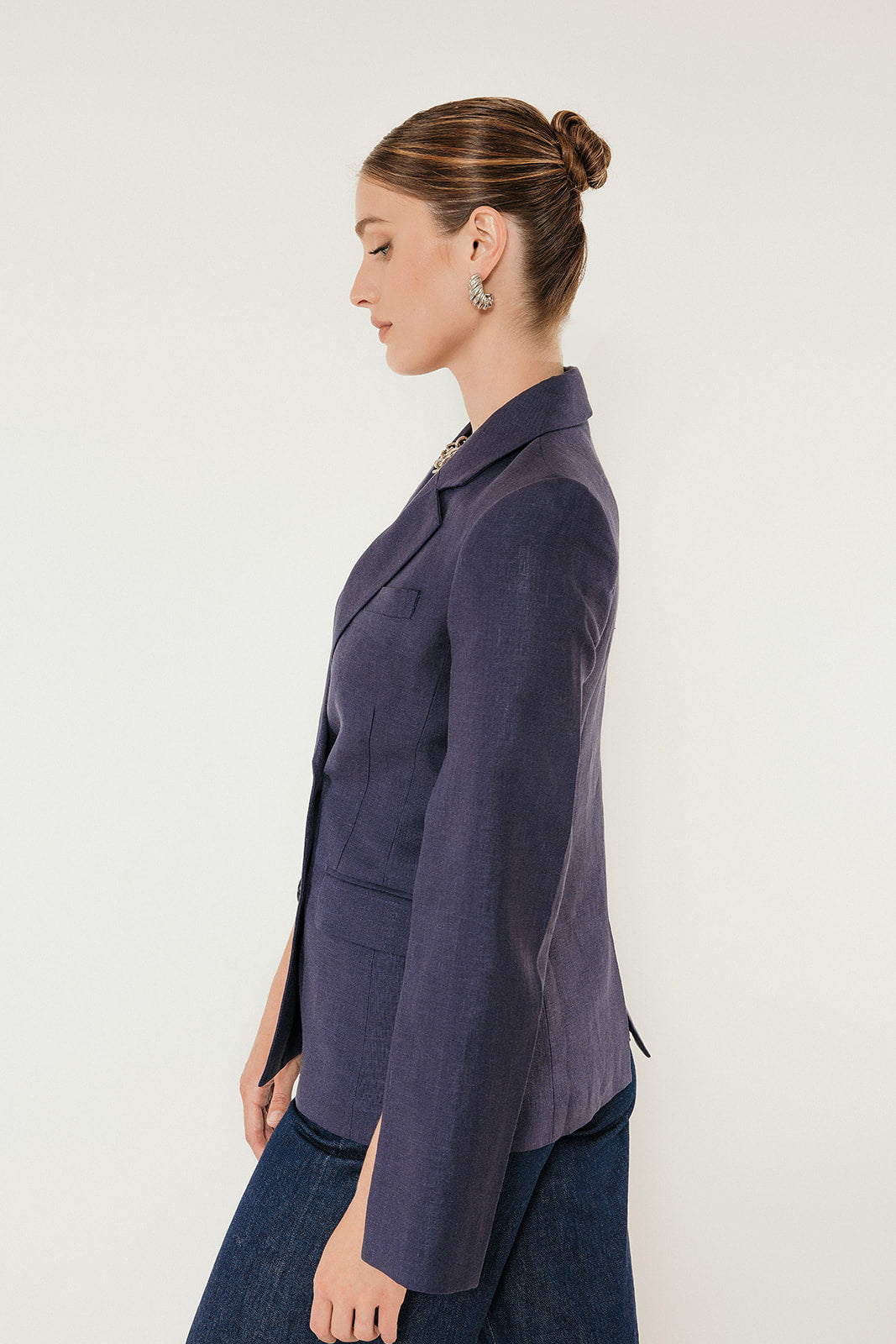 The Josephine Linen Blazer in Ink